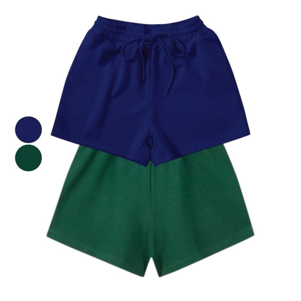 Kit 2 Short Bermuda Infantil Menina Azul-Marinho e Verde Militar | ZAU