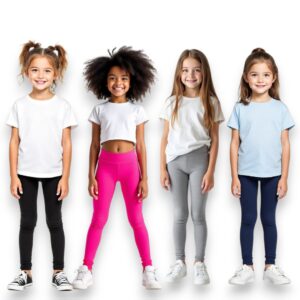 Kit 4 Calças Legging Infantil Menina Lisa em Algodão – Tamanhos 4 ao 16